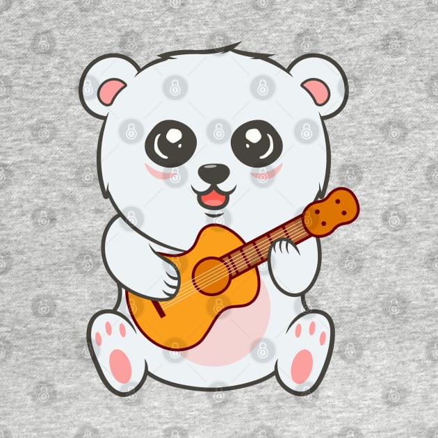 Adorable Polar Bear Playing Acoustic Guitar Cartoon by RayanPod